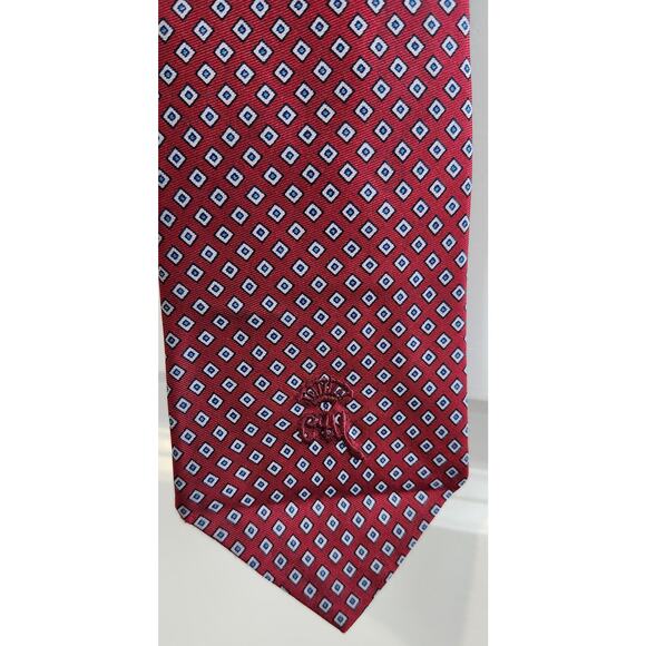 Vintage Countess Mara Red Tie with White & Blue Diamond Shapes, 57" Long 3" Wide - Picture 1 of 3
